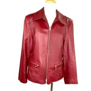 Pelle Karpeta Canada Jacket Coat Red Leather Sz 12